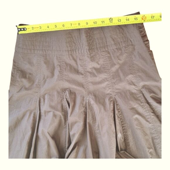 NWT CAbi #480 Masai Tulle Trimmed Flare Skirt Cotton Chocolate Brown Coconut 8 - Picture 7 of 13